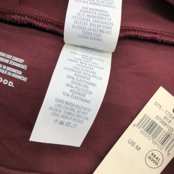 Aerie Womens High Cut Cheeky Bikini Swim Bottom Maroon Burgundy Size M - Picture 4 of 5